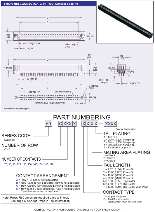 ECS 6900 Series 3 Row HDI Connector