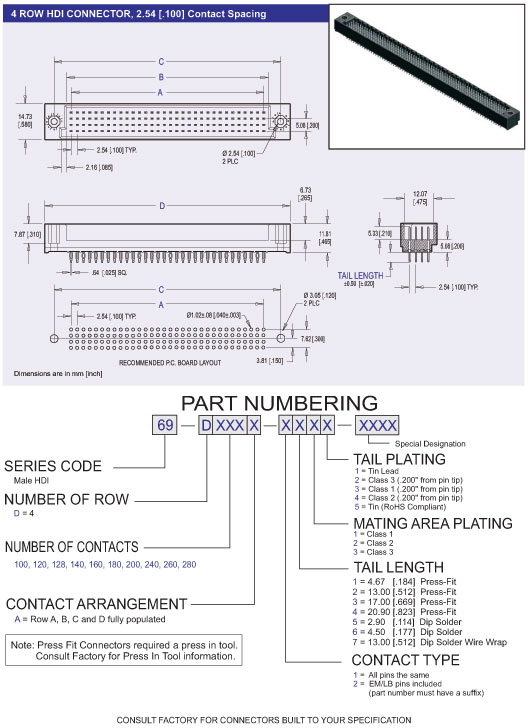 ECS 6900 Series 4 Row HDI connector