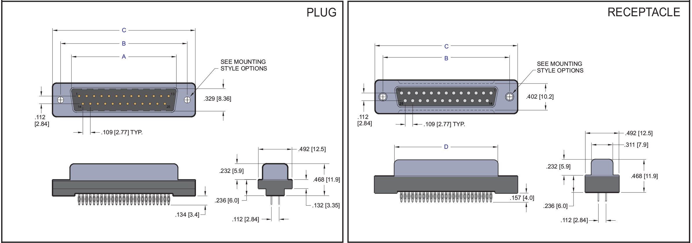 D-Subminiature Vertical Press Connector